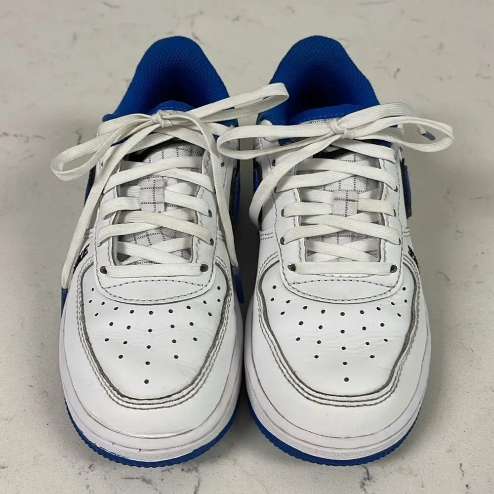 Little Kid's Nike Force 1 LV8 White/White-Black-Game Royal (DO3807 100) Size 11C